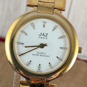 Vintage Jaz Paris French Designer Unisex 18K Gold Plated Watch Link Bracelet
